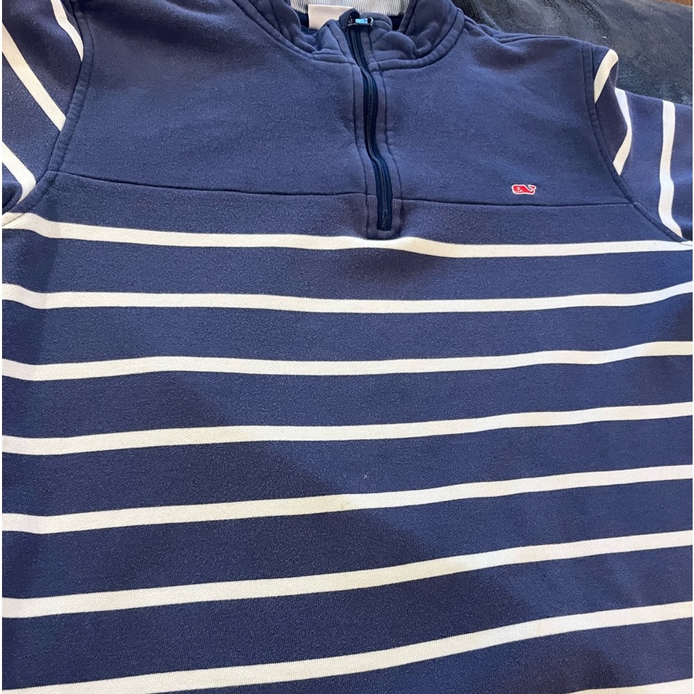 Striped Vineyard Vines sweatshirt, navy and white stripe zip top boys size 16